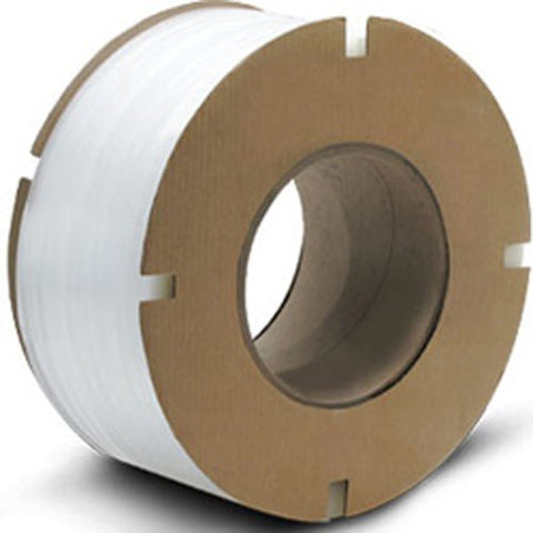 PolyPRO Strap - Poly Machine Grade (White) - 8 X 8 Core - 1/2" X 7200'.022 Thickness, 500 lbs Tensile (1 Coil) - CWC-178401 - StaplermaniaStore