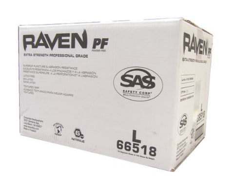SAS Raven PF Black Nitrile Gloves (CASE = 10 BOXES) - StaplermaniaStore
