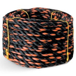 Set of 12 - 3 Strand Black Orange Polypropylene California Truck Rope 1/2" 50' 3780 lbs Tensile - StaplermaniaStore