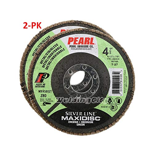 2-PK Pearl Abrasive Maxidisc Flap Disc Silver-Line Zirconia for Metal and Stainless Steel Type 27 - StaplermaniaStore