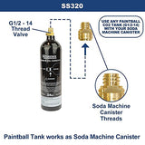 Interstate Pneumatics SS320 Adapter Converts CO2 Paintball Tank To Soda Machine Tank Canister, Soda Club CO2 cylinder tank - StaplermaniaStore