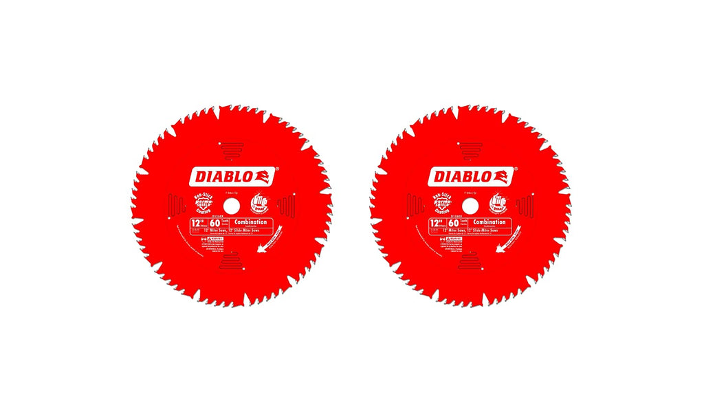 2 PACK Diablo D1260X 12-Inch by 60t 1in Arbor Combination Saw Blade