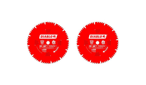 2 PACK Diablo D1260X 12-Inch by 60t 1in Arbor Combination Saw Blade