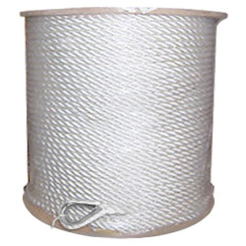 Twisted Nylon Anchor Line with Thimble - 3/8" x 600 ft, White - StaplermaniaStore