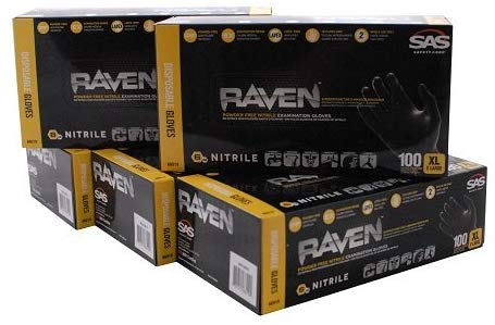 SAS66519 SAS Safety Raven Powder Free Black Nitrile Gloves - X Large (5 pack) - StaplermaniaStore