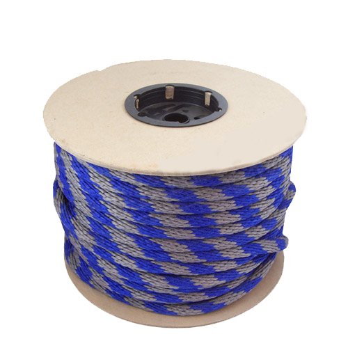 115454 5/8in Solid Braid Multifilament Poly Blue/Grey Halter Rope 200ft - StaplermaniaStore