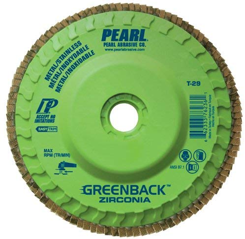 Pearl GREENBACK 5" x 5/8"-11Trimmable Zirconia Flap Disc - 40 GRIT (Pack of 10) - StaplermaniaStore