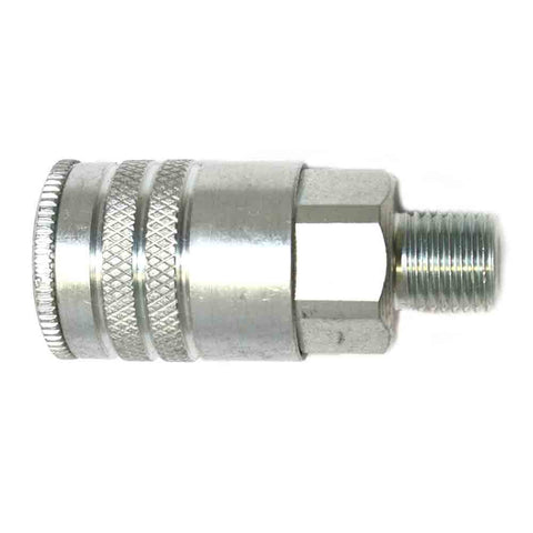 Interstate Pneumatics CH641 3/8 Inch Industrial Steel Coupler 1/4 Inch Male NPT - StaplermaniaStore