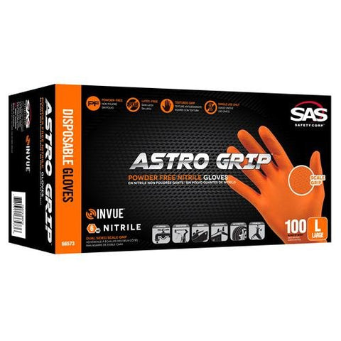 Nitrile Astro Grip Powder-Free Disposable Gloves, Large 100/box - StaplermaniaStore