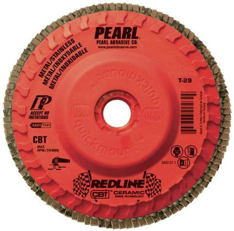 Pearl REDLINE 4-1/2" x 5/8"-11 CBT Trimmable Flap Disc - 40GRIT (Pack of 10) - StaplermaniaStore
