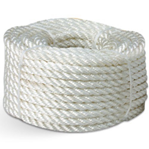 3-Strand Nylon Rope - 3/8" x 50 ft., White (Pack of 12 rolls) - StaplermaniaStore