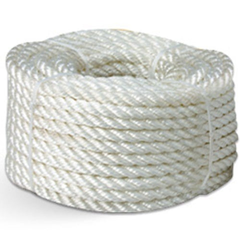 3-Strand Nylon Rope - 3/8" x 50 ft., White (Pack of 12 rolls) - StaplermaniaStore