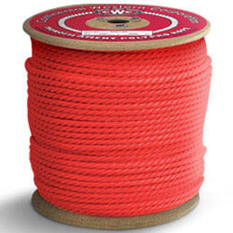 3-Strand Polypropylene Rope - 3/8" x 600 ft, Red - StaplermaniaStore
