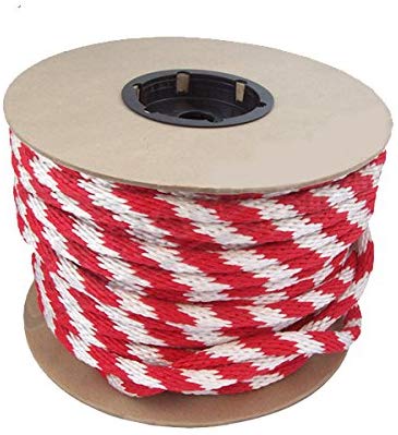 5/8in Solid Braid Multifilament Poly Red/White Halter Rope 200ft - StaplermaniaStore