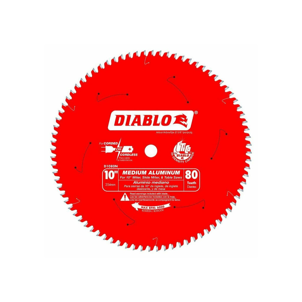 Diabloo D1080N 10 in. x 80 Tooth Medium Aluminum Saw Bblade
