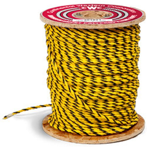 3-Strand Polypropylene Rope - 5/16" x 1200 ft., Yellow & Black - StaplermaniaStore