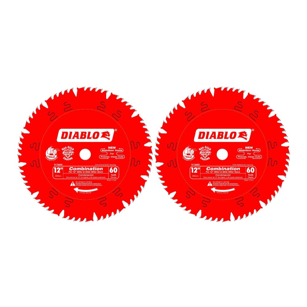 Diablo 12-Inch x 60-Tooth Comb Combination Saw Blade with 1-Inch Arbor (2-Pack)