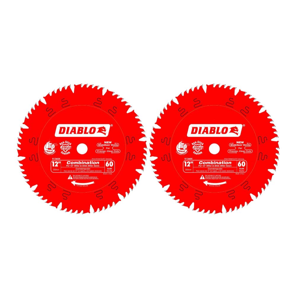 Diablo 12-Inch x 60-Tooth Comb Combination Saw Blade with 1-Inch Arbor (2-Pack)