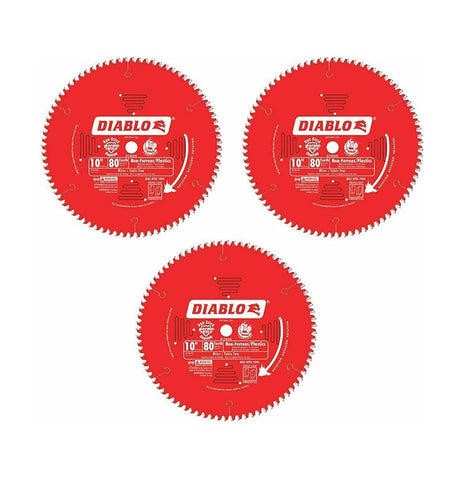Diablo Genuine 10in x 80 Tooth Medium Aluminum Saw forBBBlade # D1080N-3PK