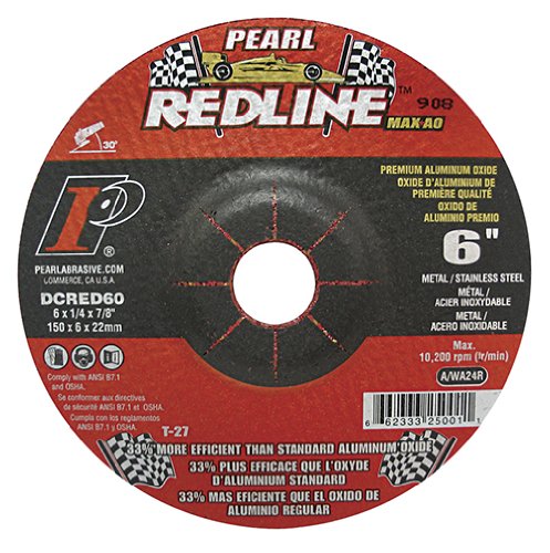 Pearl Redline 6" x 1/4" x 7/8" Depressed Center Grinding Wheel (Pack of 10) - StaplermaniaStore