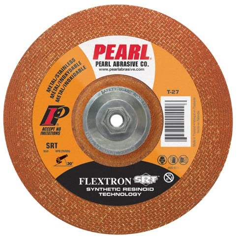 Pearl 4-1/2" x 1/8" x 5/8"-11 Flextron SRT Grinding Wheel 80 Grit TYPE 27 - Metal (Pack of 10) - StaplermaniaStore