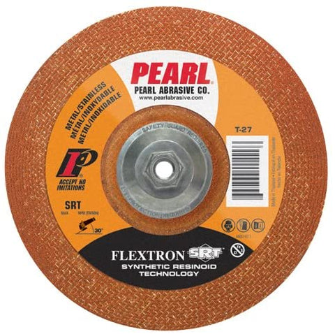 Pearl 4-1/2" x 1/8" x 5/8"-11 Flextron SRT Grinding Wheel 80 Grit TYPE 27 - Metal (Pack of 10) - StaplermaniaStore