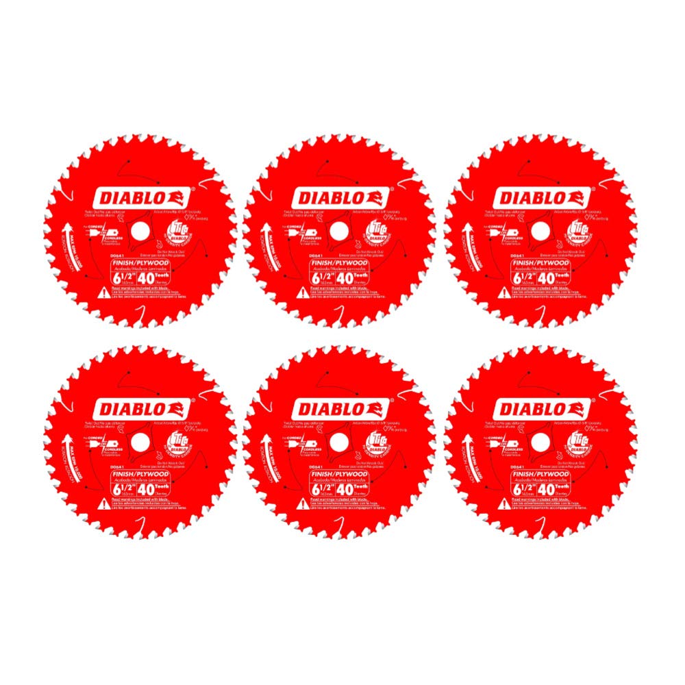 Diablo D0641X 6-1/2 by 40 Finishing Saw Blade 5/8-Inch Arbor (6 Pack)