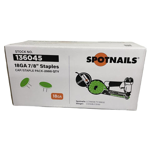 SpotNails 18Ga 3/8" X 7/8" Cap and STAPLE PAC 136045 2,000/box