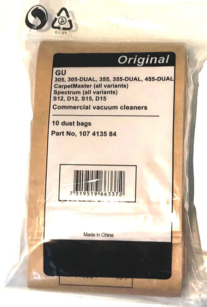 Advanced Spectrum Vacuum Cleaner S-12 Series Paper Bags 10 Pk Part # 1471058500 - StaplermaniaStore