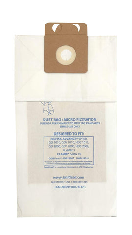 Janitized JAN-NFVP300-2(10) Premium Replacement Commercial Vacuum Bag Designed to Fit Nilfisk GD 1010 & VP 300. OEM# 1408618000, 1408618010 (Case of 100)