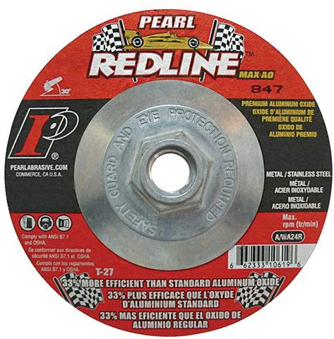 Pearl Redline 6" x 1/4" x 5/8"-11 Depressed Center Grinding Wheel (Pack of 10) - StaplermaniaStore