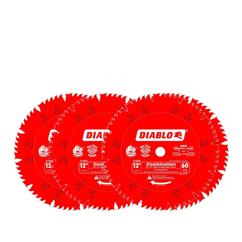 5 PACK Diablo D1260X 12-Inch by 60t 1in Arbor Combination Saw Blade