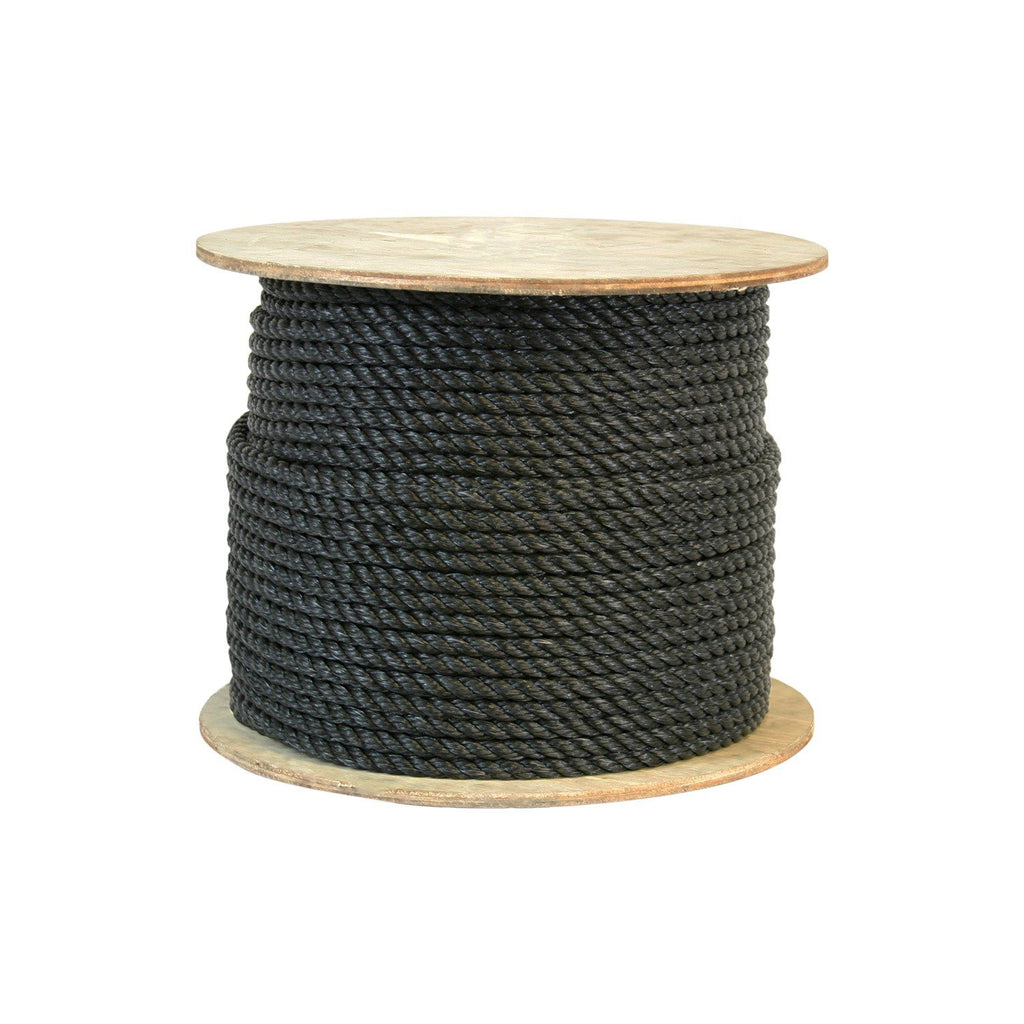 CWC 301075 5/16 Inch Twisted Polypropylene Black Rope 600 Feet Long - StaplermaniaStore