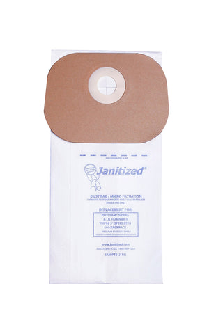 Janitized JAN-PTS-2(10) Paper Premium Replacement Commercial Vacuum Bag for ProTeam Sierra & Lil Hummer II, Triple S Speedster 600 Vacuum Cleaners (10-10 Packs)