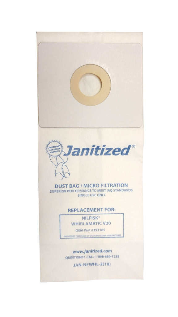 Janitized JAN-NFWHL-2(10) Premium Replacement Commercial Vacuum Bag for Nilfisk Advance Whirlamatic VS20 Burnisher (10-10 Packs)