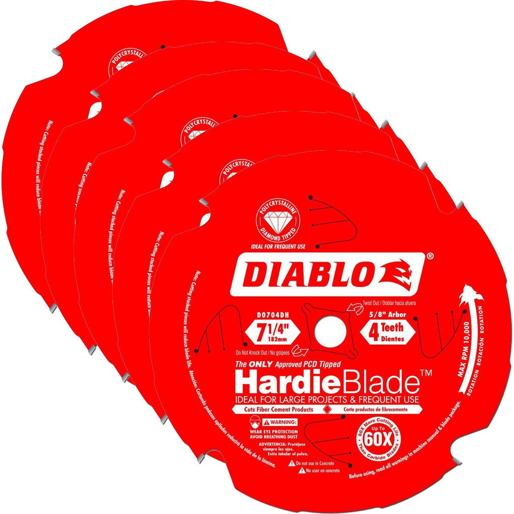 Freud D0704DHA Diablo 7-1/4-inch x4T PCD Tip TCG Hardie Fiber Cement Saw Blade (5-Pack)