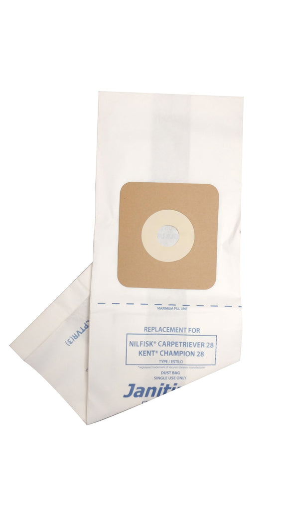 Janitized JAN-NFCPTVR(3) Premium Replacement Commercial Vacuum Paper Bag for Nilfisk Advance Carpetriever 28, OEM#56330690 (Pack of 3), Green