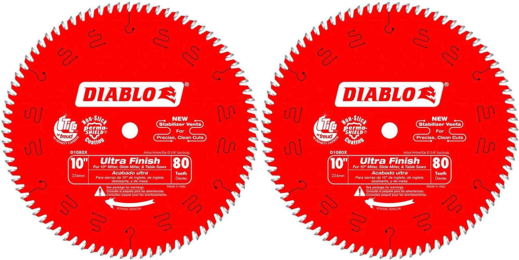Freud D1080X Diablo 10-Inch 80-tooth ATB Finish Saw Blade with 5/8-Inch Arbor and PermaShield Coating