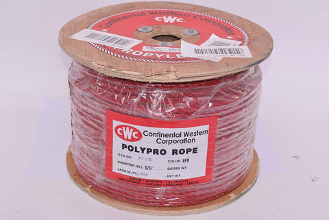 PolyPRO Red Rope - 3 Strand - 3/8" x 600', 2430 lbs Tensile (1 Spool) - CWC-301305 - StaplermaniaStore