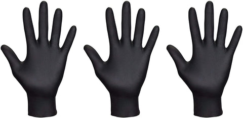 SAS Safety 66518 Raven Powder-Free Disposable Black Nitrile 6 Mil Gloves, Large, 100 Gloves by Weight - 3 Pack