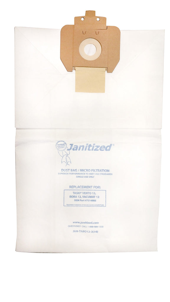 Janitized JAN-TABO12-2(10) Premium Replacement Commercial Vacuum Bag for Taski Bora 12 Vacuum Cleaners (10-10 Packs)