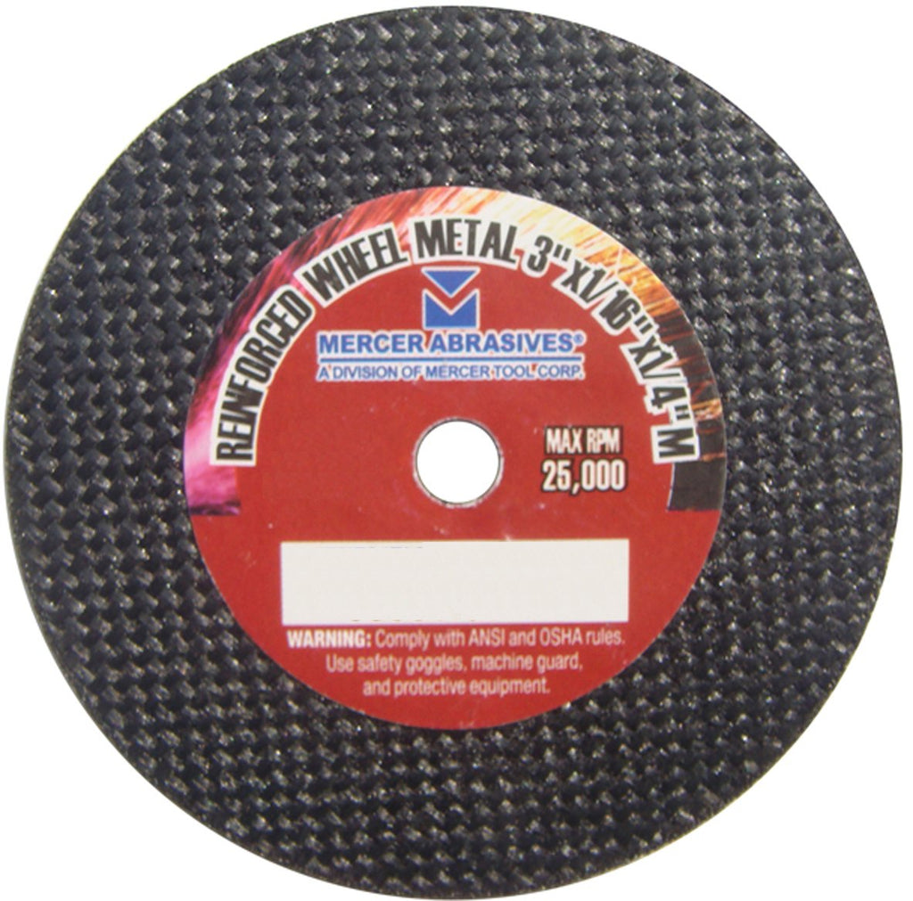 Mercer Abrasives Small Diameter High Speed Fully Reinforced Cut-Off Wheels 3-Inch by 1/32-Inch by 1/4-Inch M - StaplermaniaStore