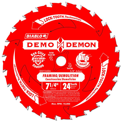 10 Pack Freud D0724DA Diablo Demo Demon 7-1/4" x 24-Tooth Circular Saw Blades