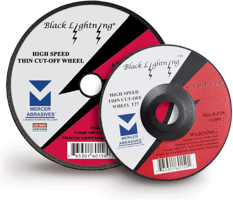 Mercer Abrasives Black Lightning High Speed Thin Wheels Type 1 Cut-Off Wheels 6-Inch by 0.040-Inch by 5/8-Inch