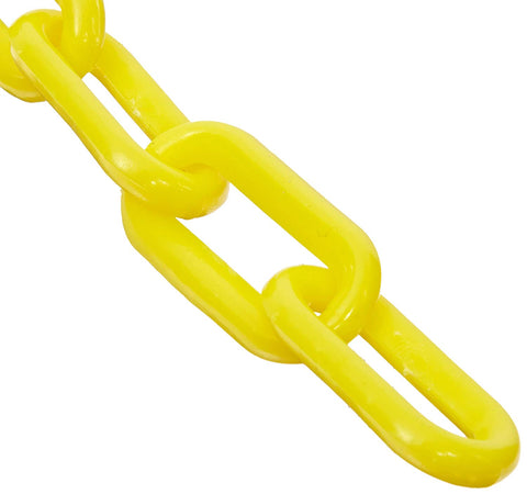 Plastic Barrier Chain 100' Length, 1-1/2" Link Yellow - StaplermaniaStore