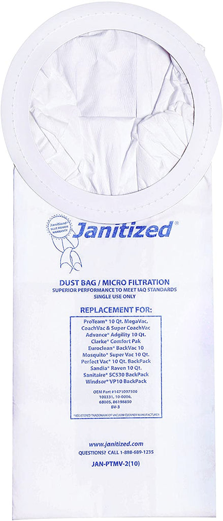 Janitized Backpack Vacuum Bags, 10 Count - StaplermaniaStore