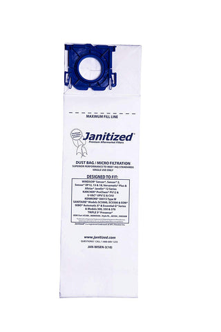 Janitized JAN-WISEN-3(10) Premium Replacement Commercial Vacuum Paper Bag, Windsor Sensor XP12, 15 and 18, Versamatic Plus, SSS Prosense, Kenmore 50015, OEM#5300, 86000500, 50015 (Pack of 10) - StaplermaniaStore