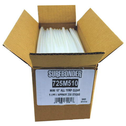 Surebonder 725M510 Mini All Temperature Hot Melt Glue Sticks, 10-Inch 5-lbs - StaplermaniaStore
