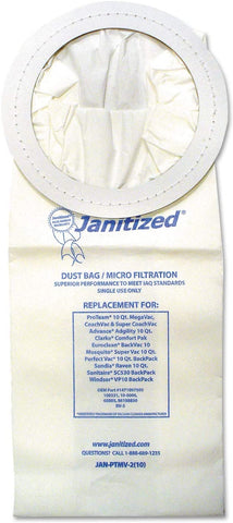 Janitized JANPTMV2PK Vacuum Filters Designed to Fit Most Commercial 10 Qt. Backpack Vacs, 10/Pack