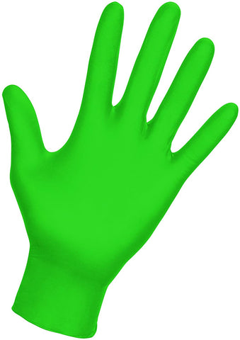 SAS Safety 66554 Derma-VUE Powder-Free Exam Grade 6 Mil Nitrile Gloves, 2X-Large, Neon Green - StaplermaniaStore